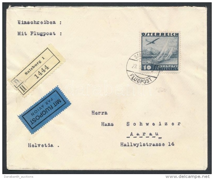 1938 Aj&aacute;nlott L&eacute;giposta Lev&eacute;l / Mi 612 On Registered Airmail Cover 'SALZBURG' - Autres & Non Classés