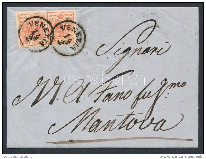 1857 2 X 15c Lev&eacute;len / On Cover 'VENEZIA' - 'MANTOVA' - Autres & Non Classés