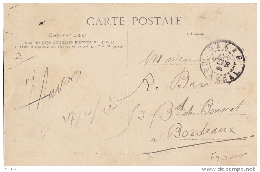 Afrique - Sénégal -  Dakar - Rue -  Cachet Timbre AOF - Fortier 1912 - Sénégal