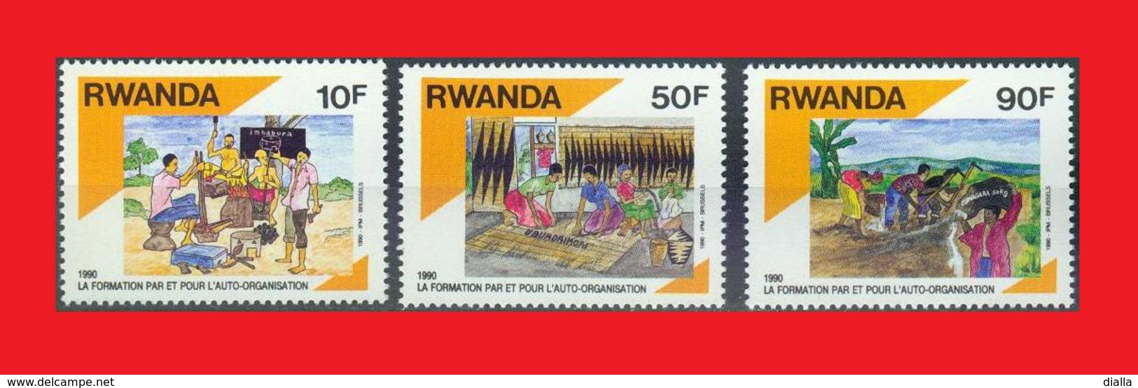 Rwanda 1991, Yv. 1384-6-1387 Rural Education Forgeage Forging Irrigation Artisanat Crafts MNH ** - Unused Stamps