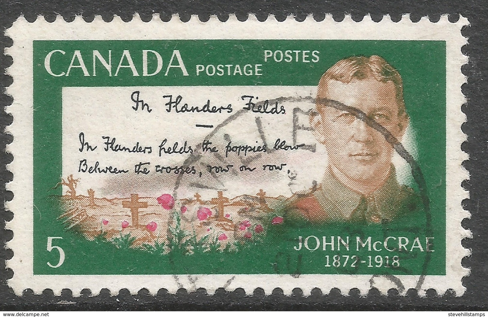 Canada. 1968 50th Death Anniv Of John McCrae. 5c Used. SG 628 - Used Stamps