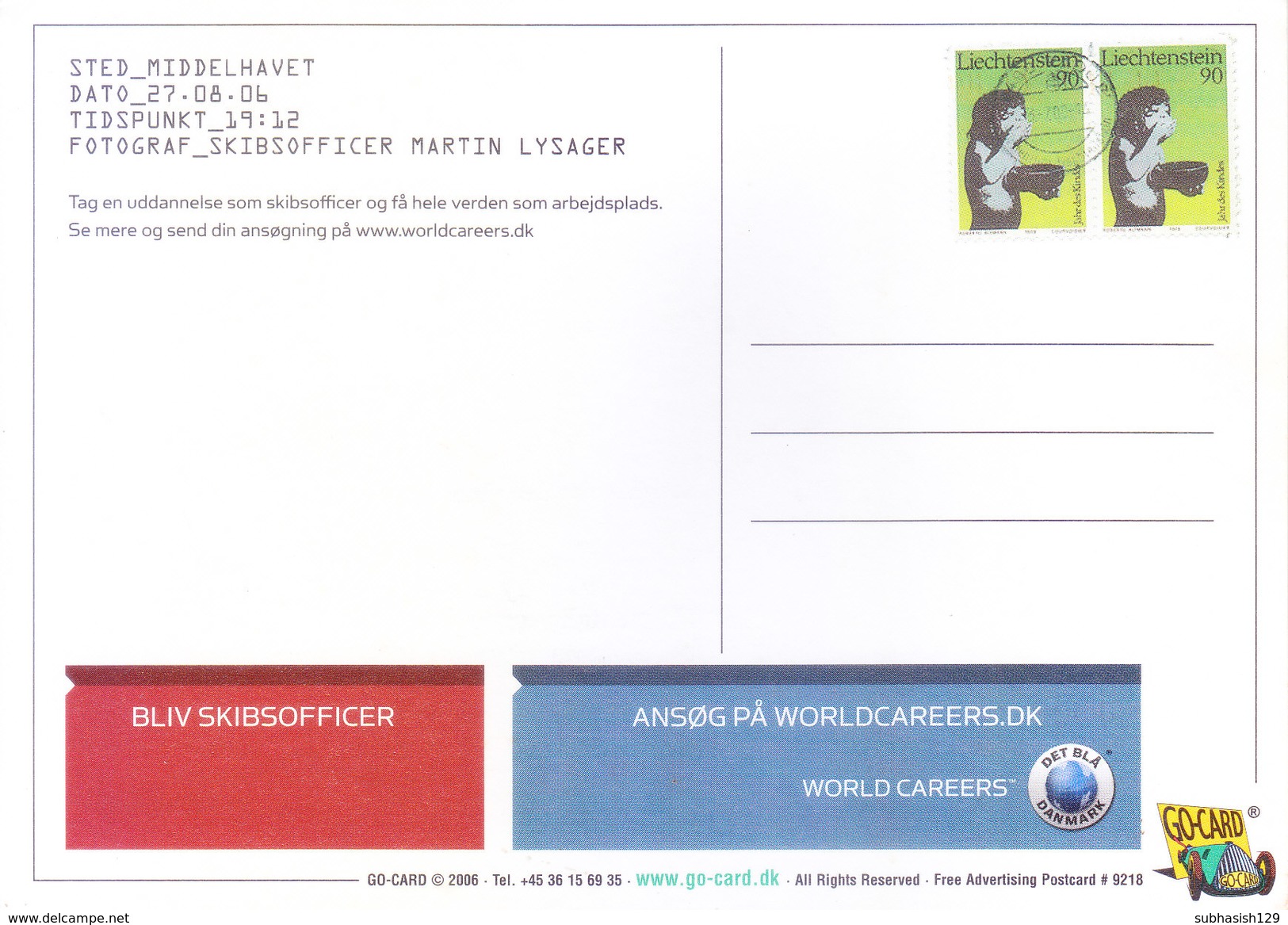 LIECHTENSTEIN - MAXIM CARD - 2006 - GREETINGS, TOURISM THEME - Lettres & Documents