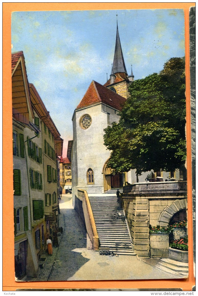 HA128, Biel, Bienne, Eglise Protestante Allemande, Circulée 1921 Trace De Colle Au Dos - Bienne