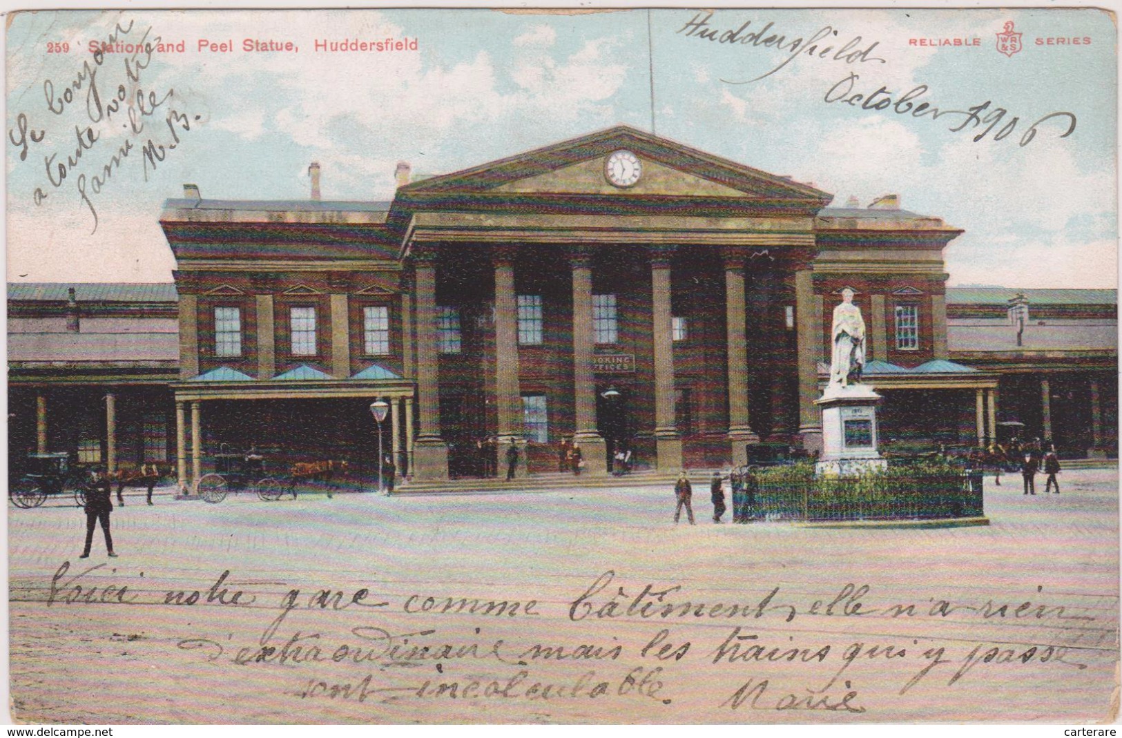 ROYAUME UNI,UNITED KINGDOM,angleterre,england,CARTE ANCIENNE,YORKSHIRE Ouest,HUDDERSFIELD,RAILWAY STATION,1906 - Autres & Non Classés