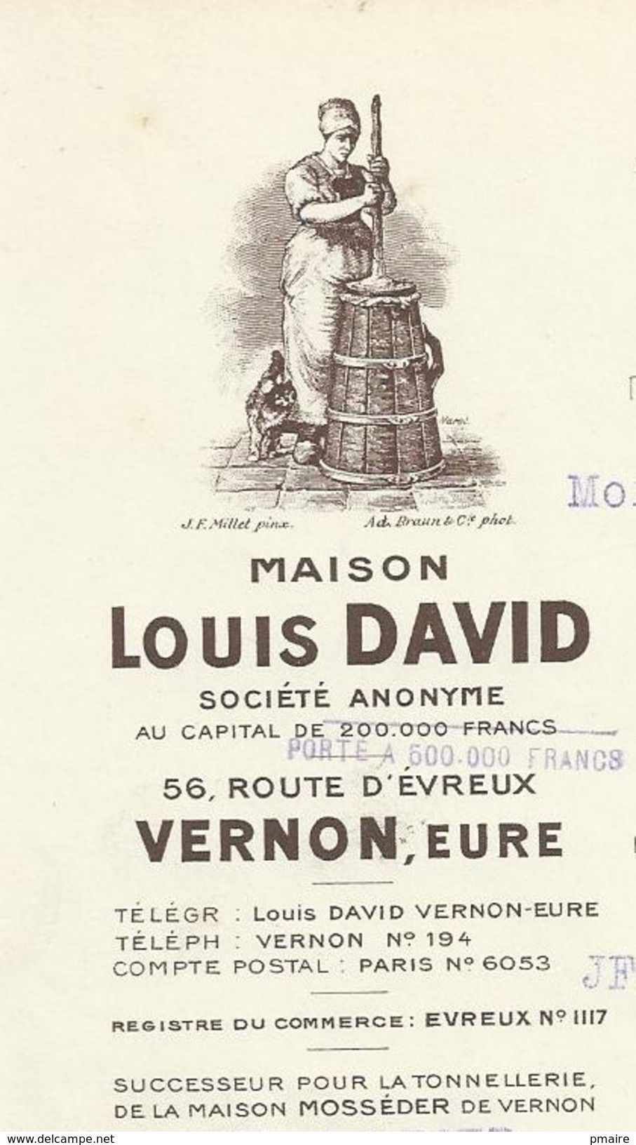 Vp105 Maison Louis DAVID Vernon Eure Beurre 1929 Pour GIRAUD à Chazelles Sur Lyon Loire - Food