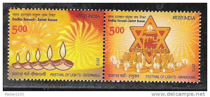 INDIA, 2012, India Israel Joint Issue, Setanant Pair, Horizontal, MNH, (**) - Unused Stamps