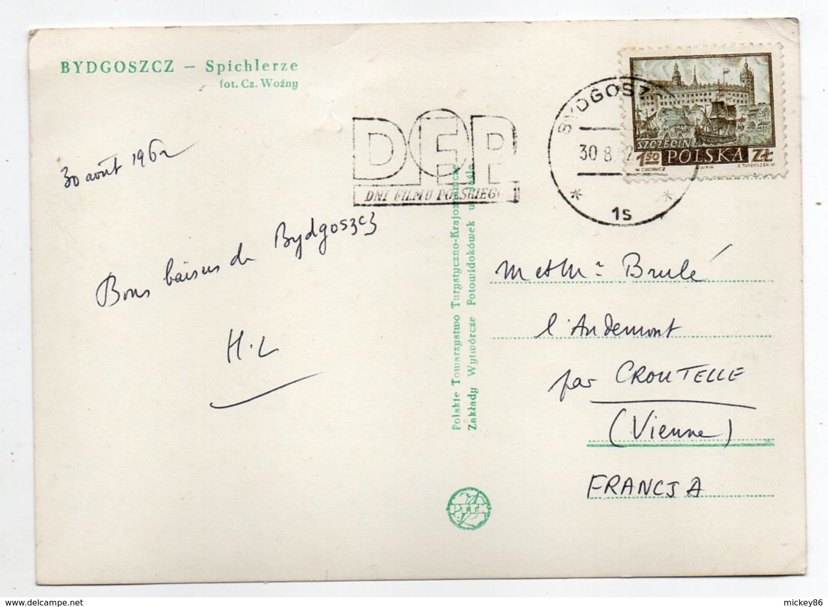 Pologne--1962--BYDGOSZCZ---Spichlerze  (animée)  Fot  Cz  Wozny---timbres+ Cachet - Pologne