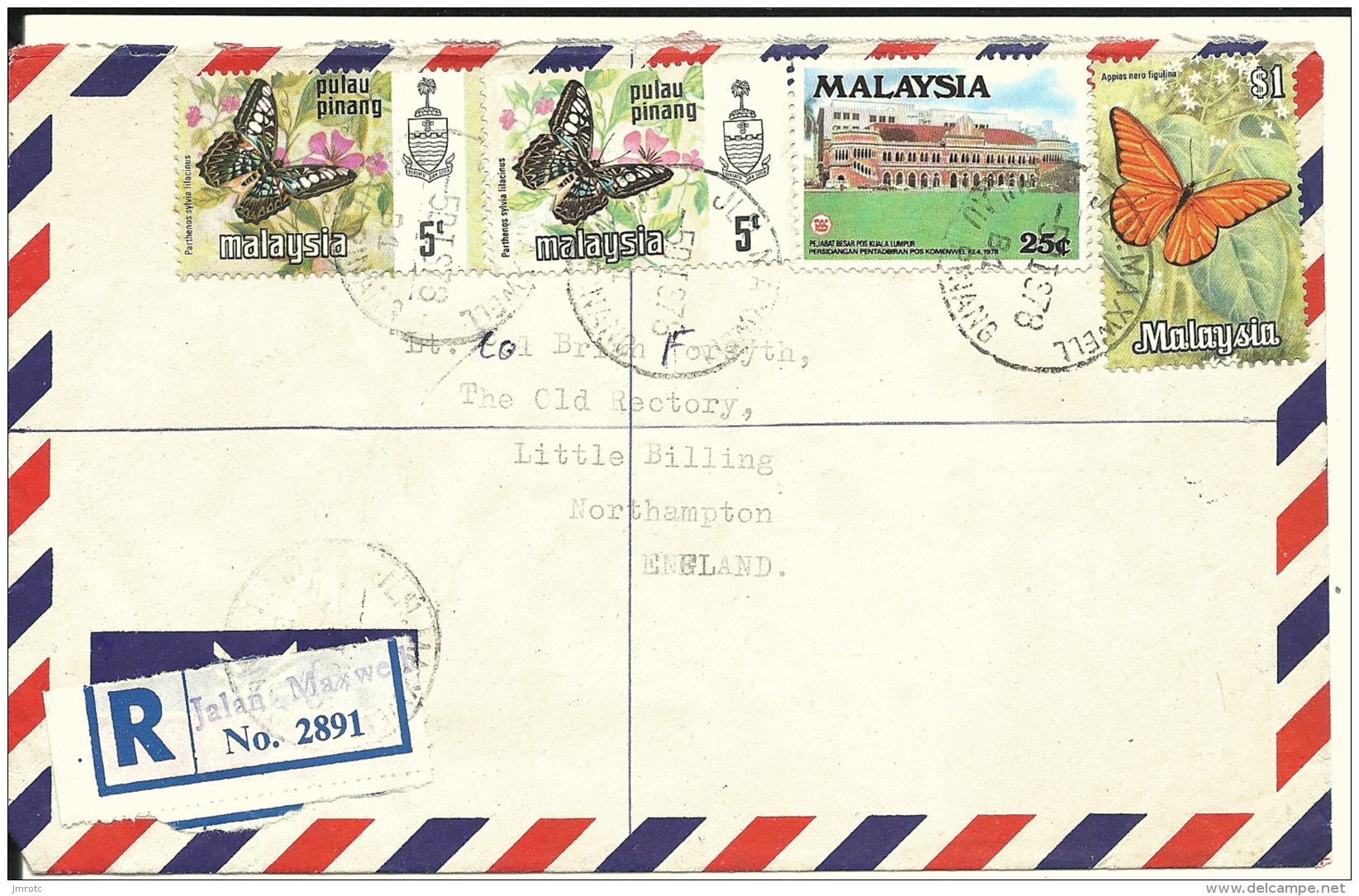 Lettre   Malaysia 1978   , Papillons  (93) - Malaysia (1964-...)