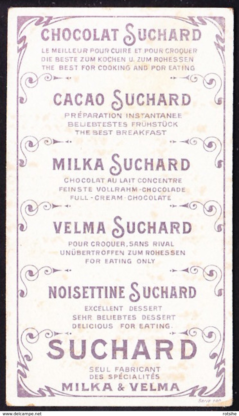 CHROMO Chocolat SUCHARD  VOLAILLE PERSONNIFIEE   POULE COQ ANTHROPOMORPHISME   (serie 190 9) - Suchard