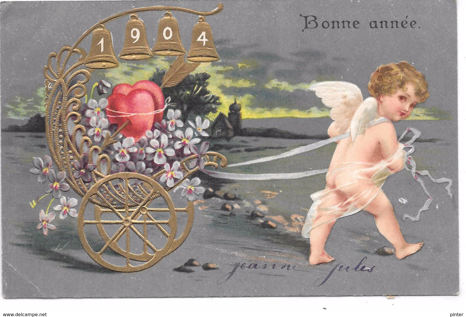 ANGE - Bonne Année 1904 - Carte Gaufrée - Anges