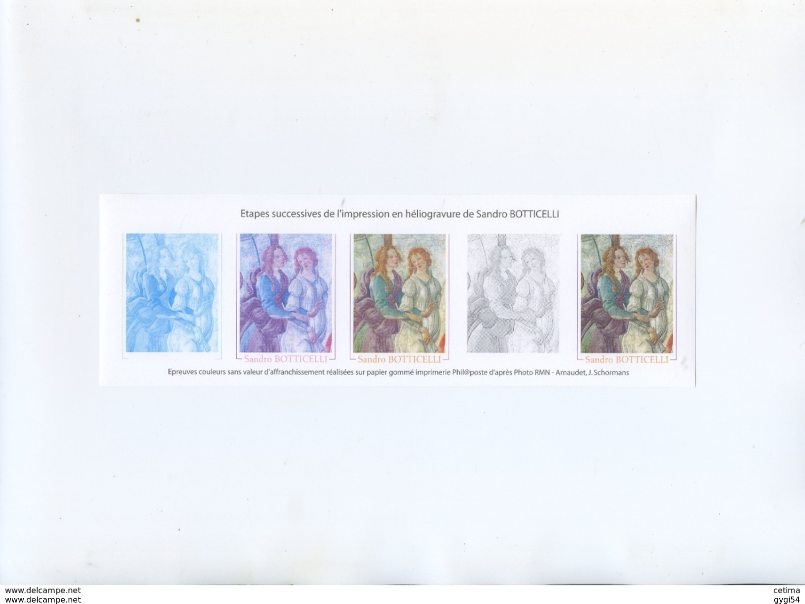 Etapes Successives De L'impression En Héliogravure De Sandro Botticelli - Vénus Et Les Graces - Documents De La Poste