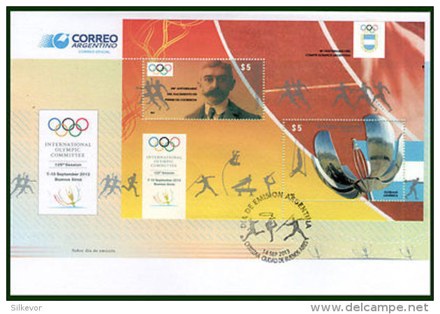 OLYMPIC/ARGENTINA-2013-FDC-125 TH.INTERNATIONAL OLYMPIC COMMITTEE SESSION-SS- - Autres & Non Classés