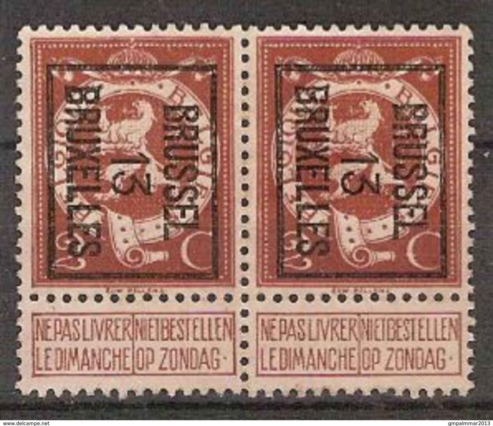 PELLENS Cijfer Nr. 109 Voorafgestempeld TYPO Nr. 41 Positie B BRUSSEL 13 BRUXELLES (2x) + Randinsc. ; Staat Zie Scan ! - Typo Precancels 1912-14 (Lion)