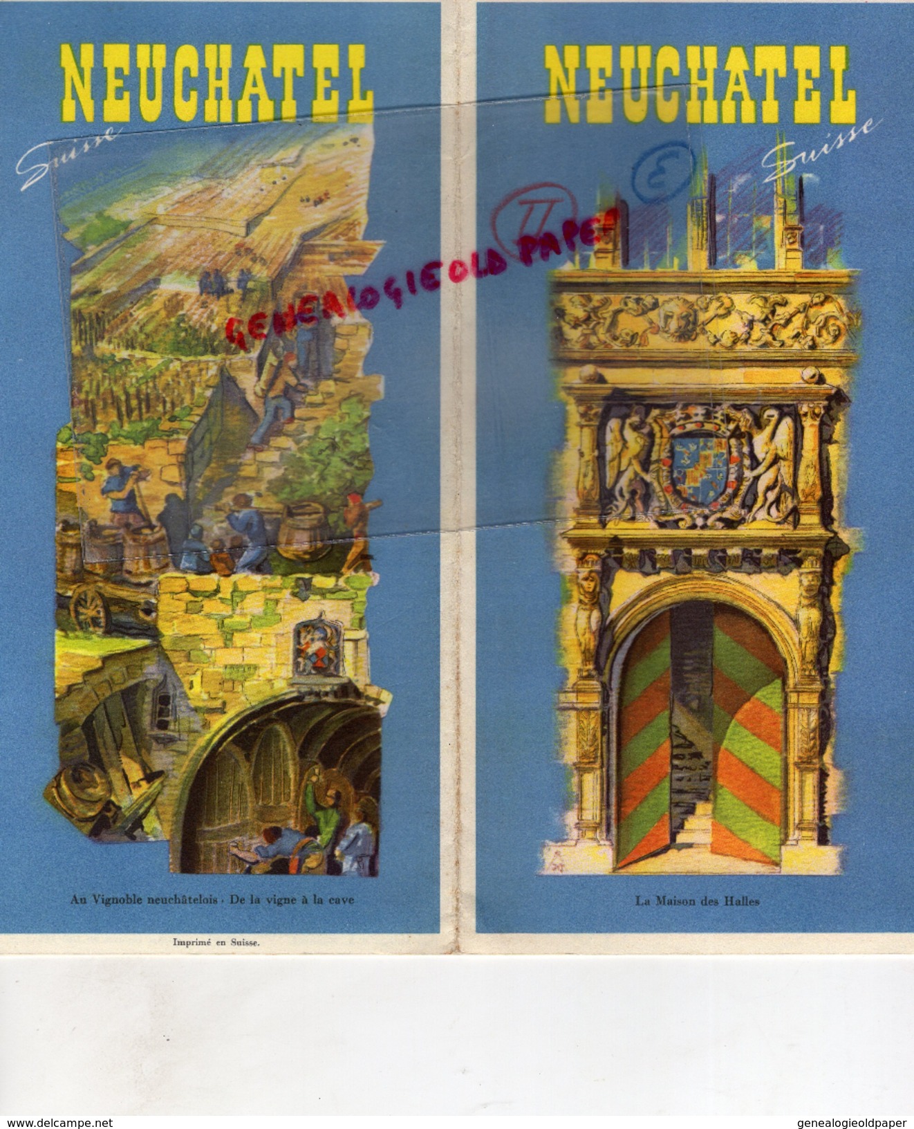 SUISSE - DEPLIANT TOURISTIQUE NEUFCHATEL- 1939 AQUARELLES JACQUES BEGUIN- LANDERON-BOUDRY-VALANGIN-GORGIER-CORCELLES - Dépliants Touristiques