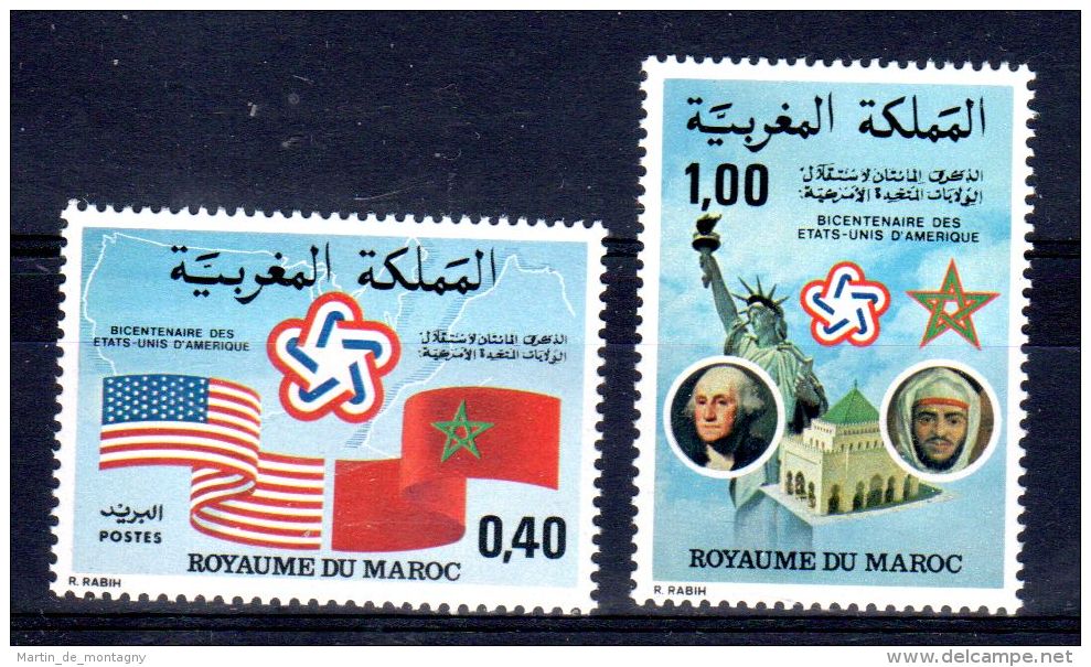 1976 , Bicentenaire De L'Indépendance Des Etats-Unis, YT 763 + 764, Neuf **, Lot 46976 - Marocco (1956-...)