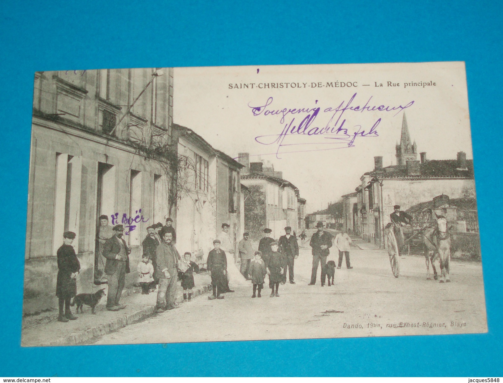 33 ) Saint-christoly-de Médoc - La Rue Principale  " Attelage "  - Année 1908  EDIT - Dando - Autres & Non Classés