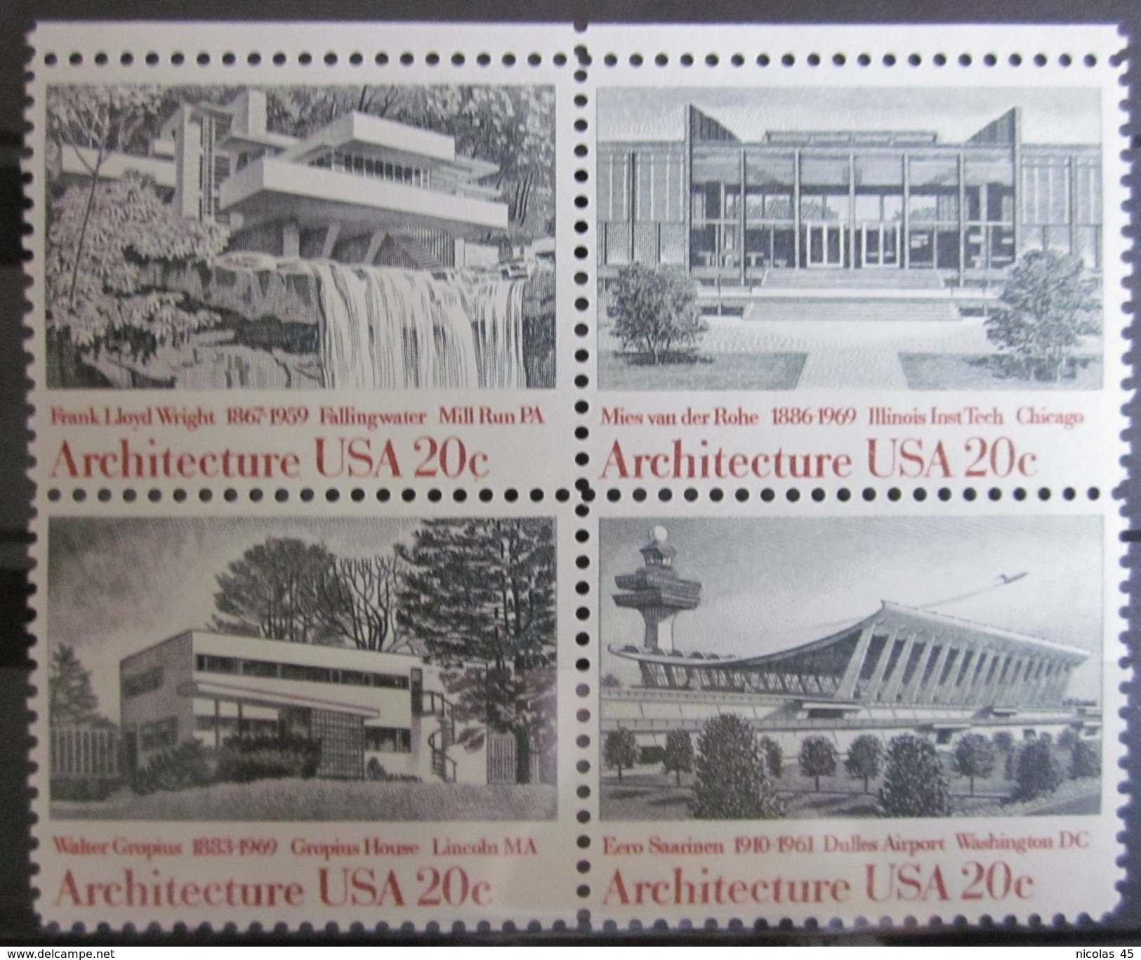 Etats-Unis - Timbres Neufs ** Architecture - Bloc De 4 - Neufs