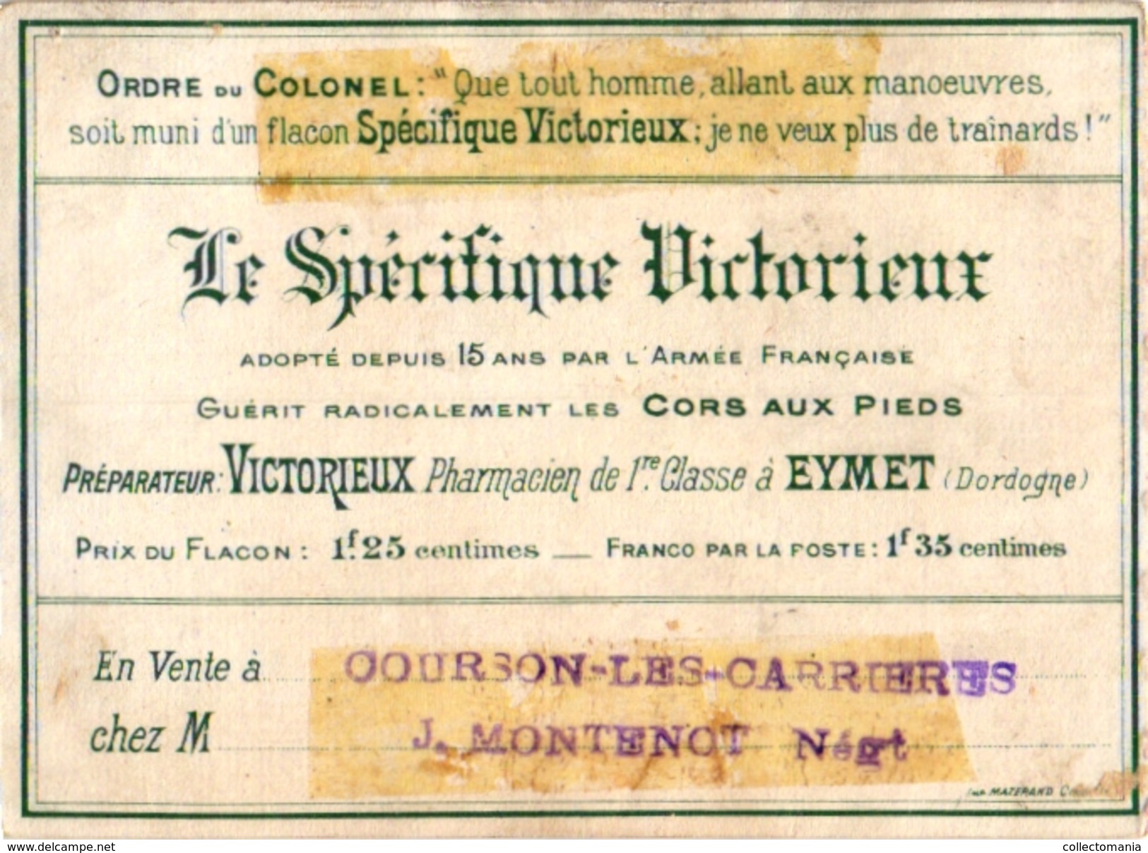 8 Cards Pub.Spécifique Victorieux Pharmacien à Eymet  Dordogne Au Régiment Le Tir Revue Lavabo Militaire ARMY armé