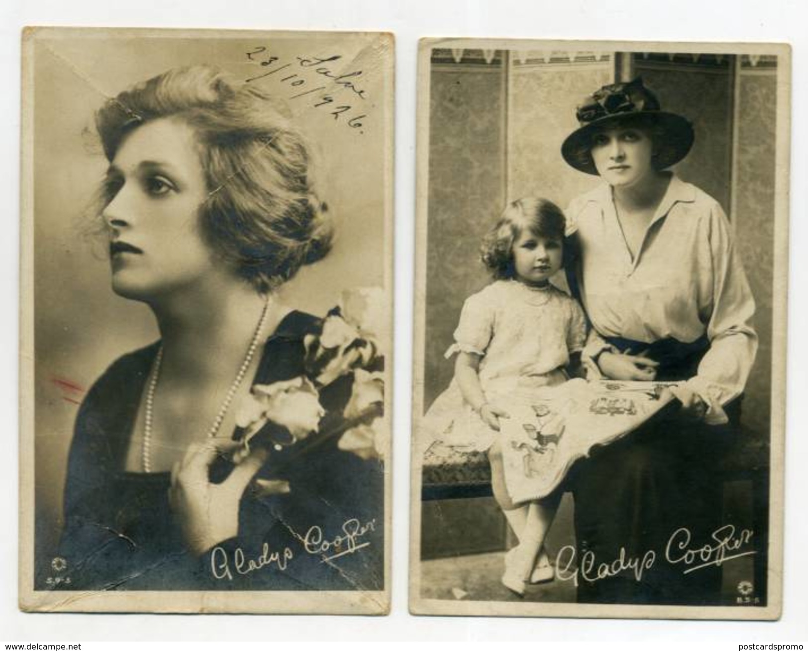 2 Postcards GLADYS COOPER - Cinema Actress  ( 2 Scans ) - Attori