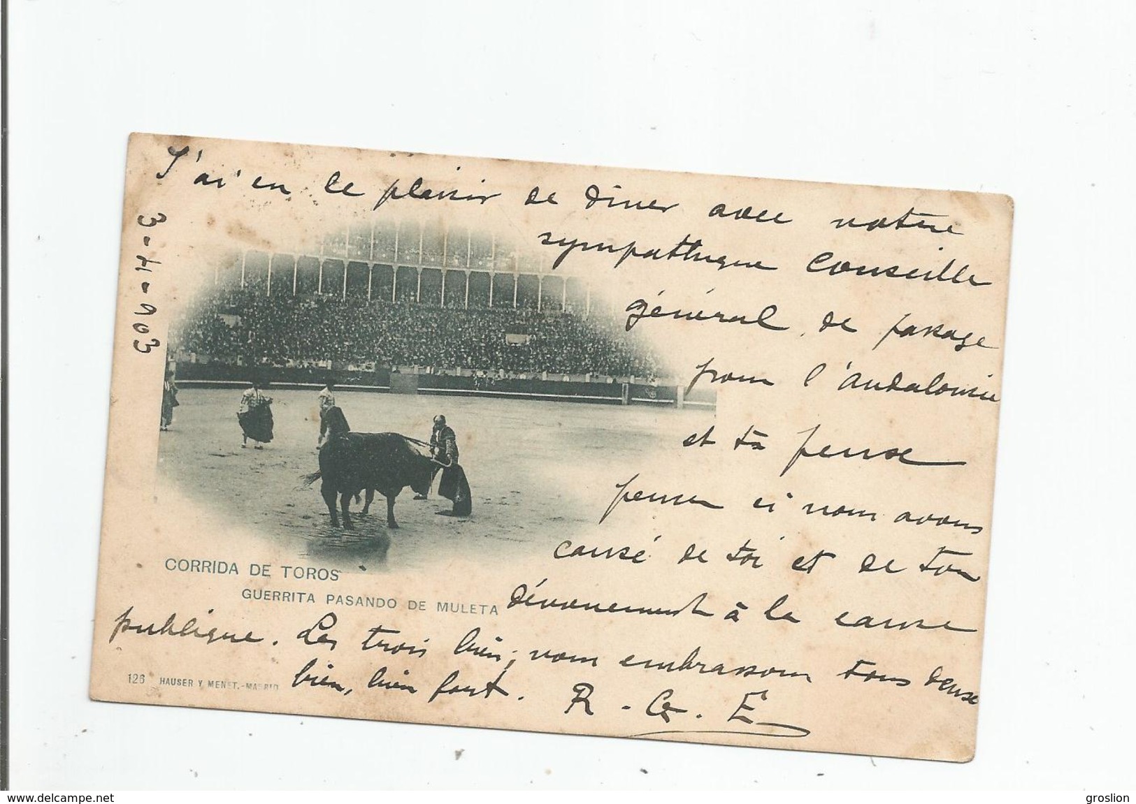 CORRIDA DE TOROS 126 GUERRITA PASANDO DE MULETA 1903 - Altri & Non Classificati