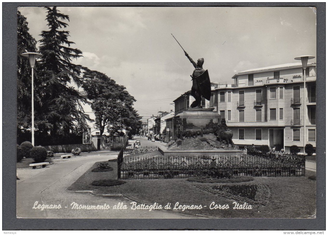 1958 LEGNANO CORSO ITALIA MONUMENTO ALLA BATTAGLIA FG V  SEE 2 SCANS ANIMATA - Legnano