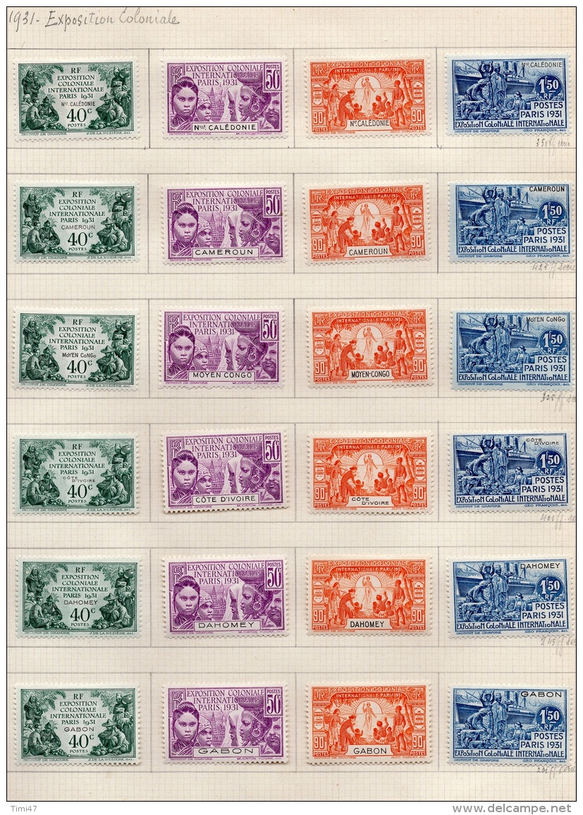 Série Coloniale 1931 Complète Neuve X Sur Feuille De Classeur Avec Charnières Propres 103 Valeurs - 1931 Exposition Coloniale De Paris