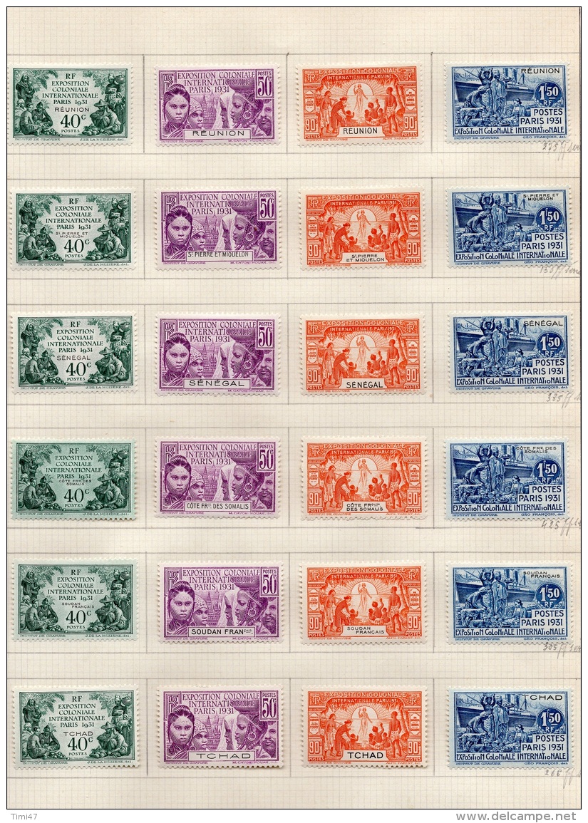 Série Coloniale 1931 Complète Neuve X Sur Feuille De Classeur Avec Charnières Propres 103 Valeurs - 1931 Exposition Coloniale De Paris