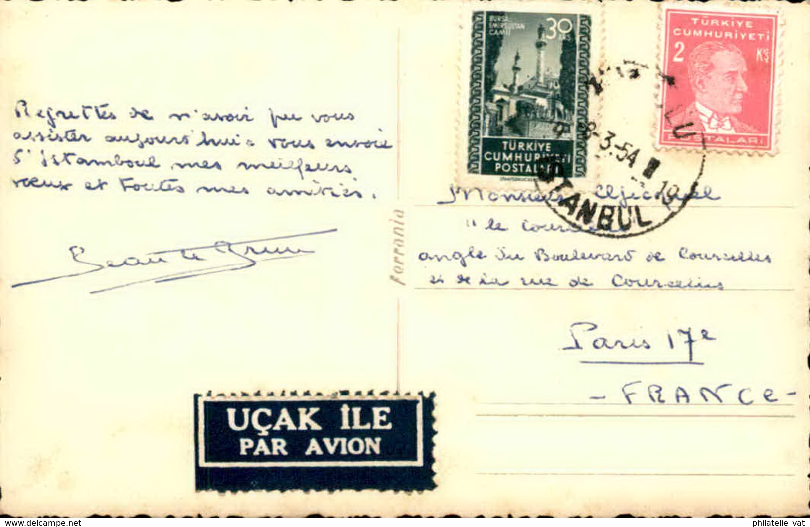 TURQUIE - Lettre Pour La France - N° 214924 - Briefe U. Dokumente
