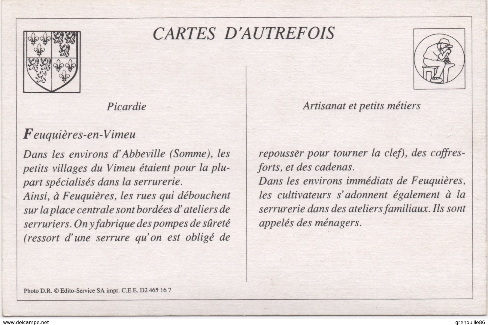 80 FEUQUIERES EN VIMEU  L'Ancien Chateau Façade Sur La Prairiette  Reproduction CPA "Cartes D'Autrefois" - Feuquieres En Vimeu