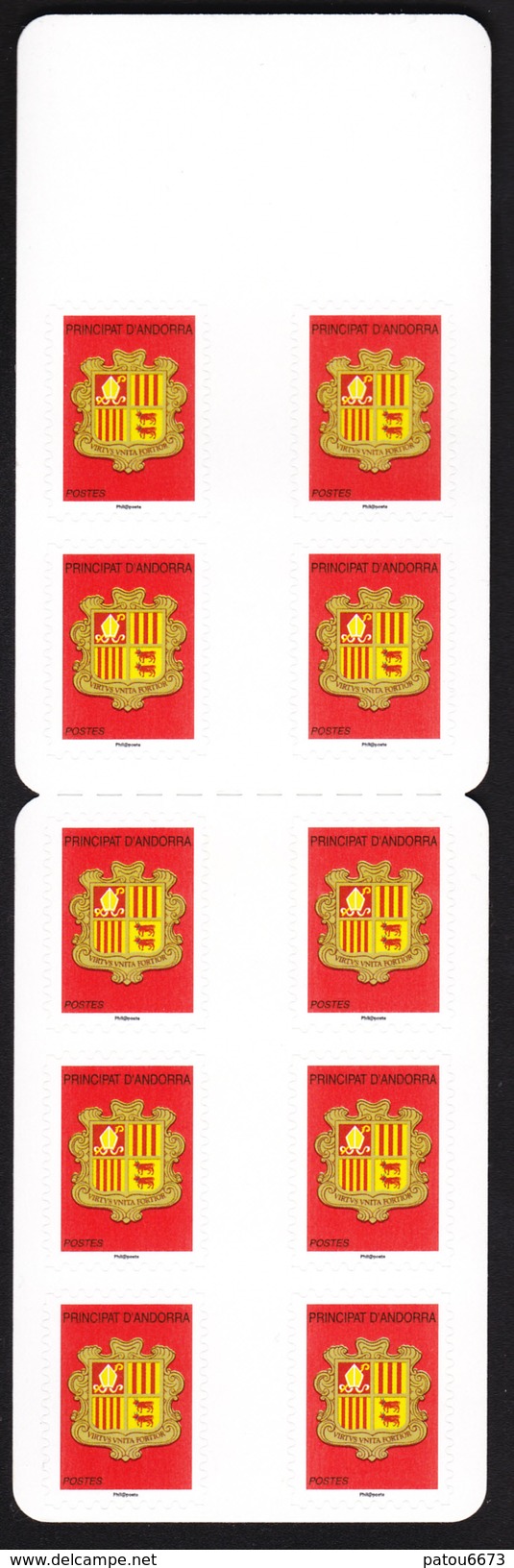 ANDORRA 2007 Booklet 13 "Arms Of Andorra" (10 X Yv 638 ) Luxe** 75% Facial Price - Carnets