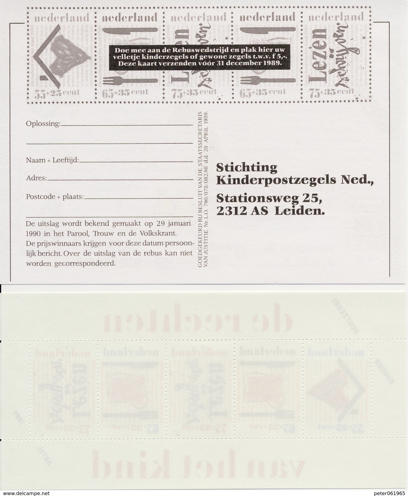 1438 / Blok Kinderzegels 1989 (100% Postfris / MNH) Met Envelop En Rebus - Unused Stamps