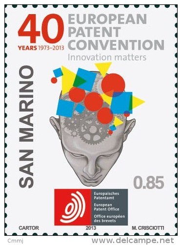 2013 - SAN MARINO - SAINT-MARIN -  40° Anniv Dalla Firma Della Convenzione Brevetti -   NH - (**) - New Mint - Gebruikt