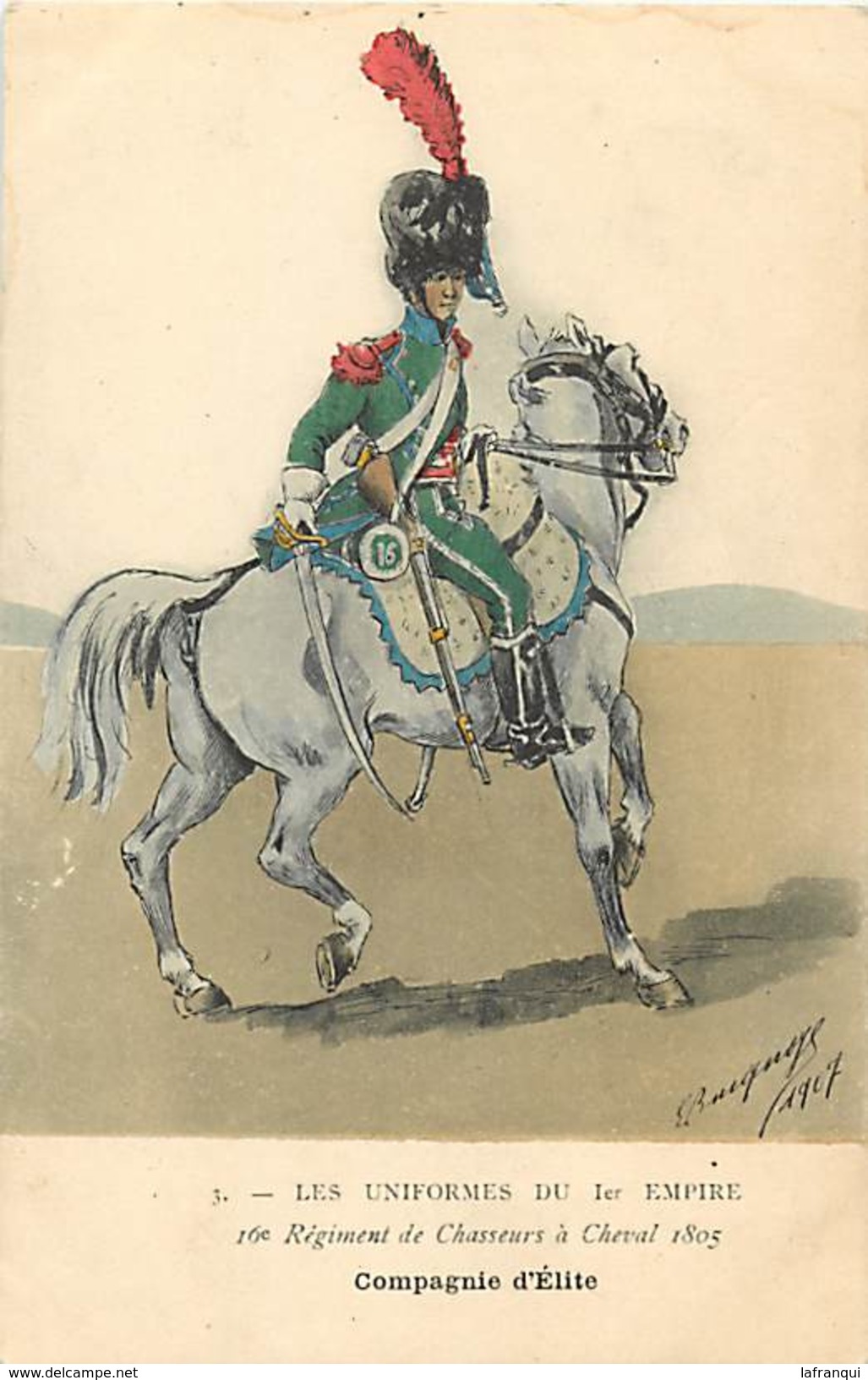 Militaires Militaria -ref D563- Regiments -uniformes - Illustrateur Bucquoy -chasseurs A Cheval -cie D Elite - - Uniformi