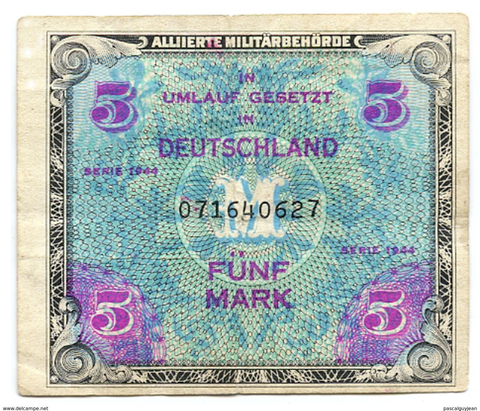 5 MARK SERIE 1944 IN UMLAUF GESETZT IN DEUTSCHLAND - 5 Mark