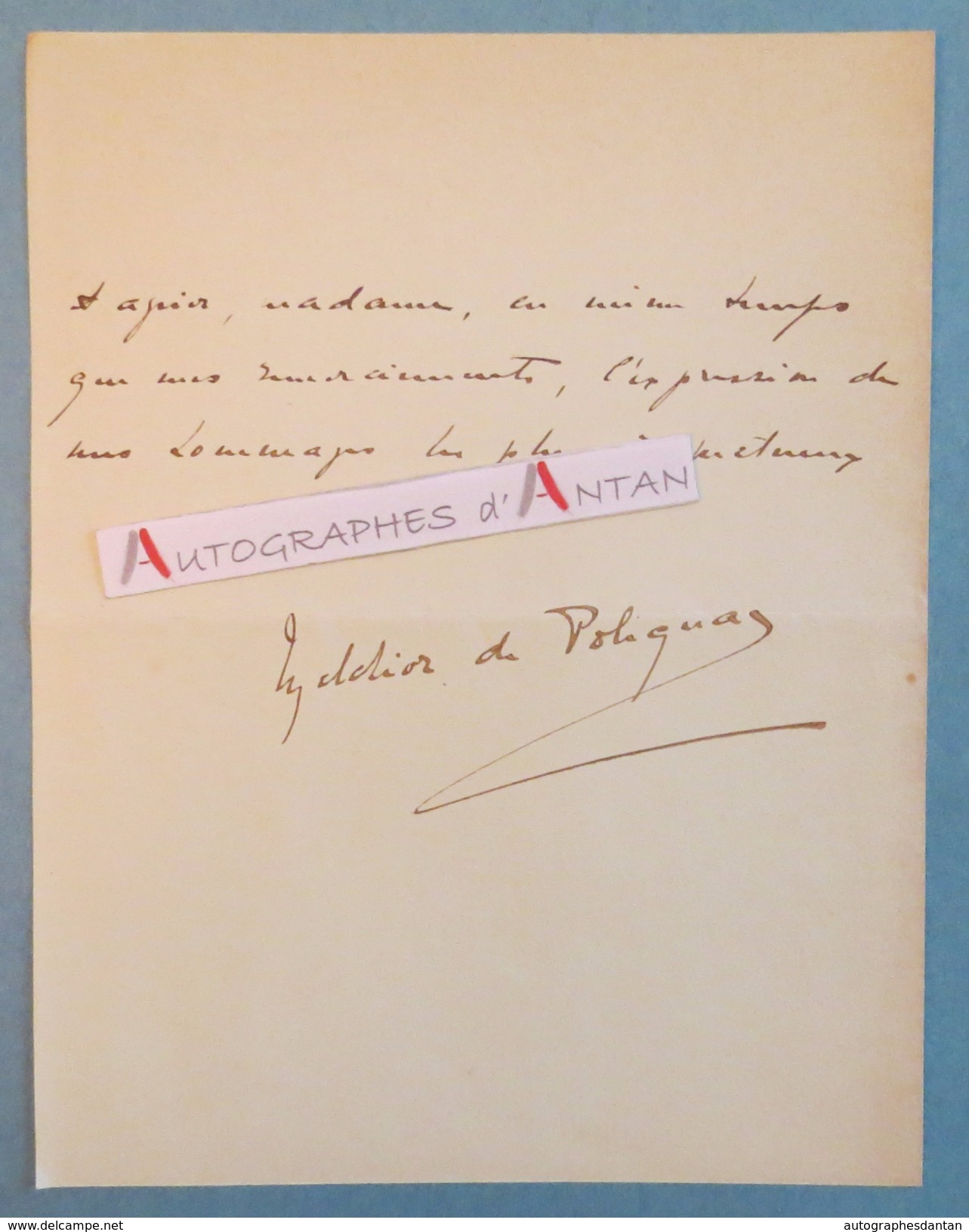 L.A.S 1913 Marquis Melchior De POLIGNAC - REIMS Marne Fondateur Maison POMMERY - Homme D'affaires Lettre Autographe LAS - Altri & Non Classificati