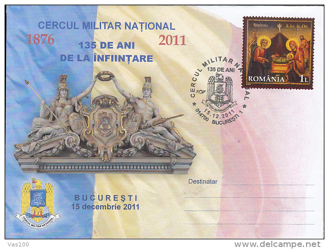 NATIONAL MILITARY CIRCLE ANNIVERSARY, SPECIAL COVER, 2011, ROMANIA - Brieven En Documenten