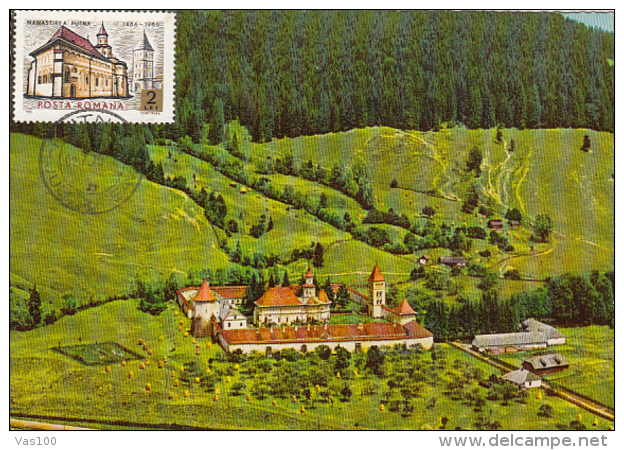 ARCHITECTURE, PUTNA MONASTERY, CM, MAXICARD, CARTES MAXIMUM, 1970, ROMANIA - Abadías Y Monasterios