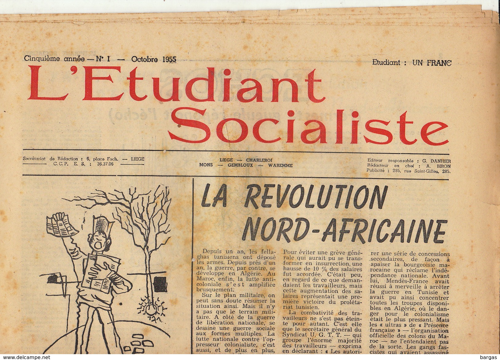 Journal Ancien étudiant Université De Liège L'ETUDIANT SOCIALISTE Octobre 55 - 1950 à Nos Jours