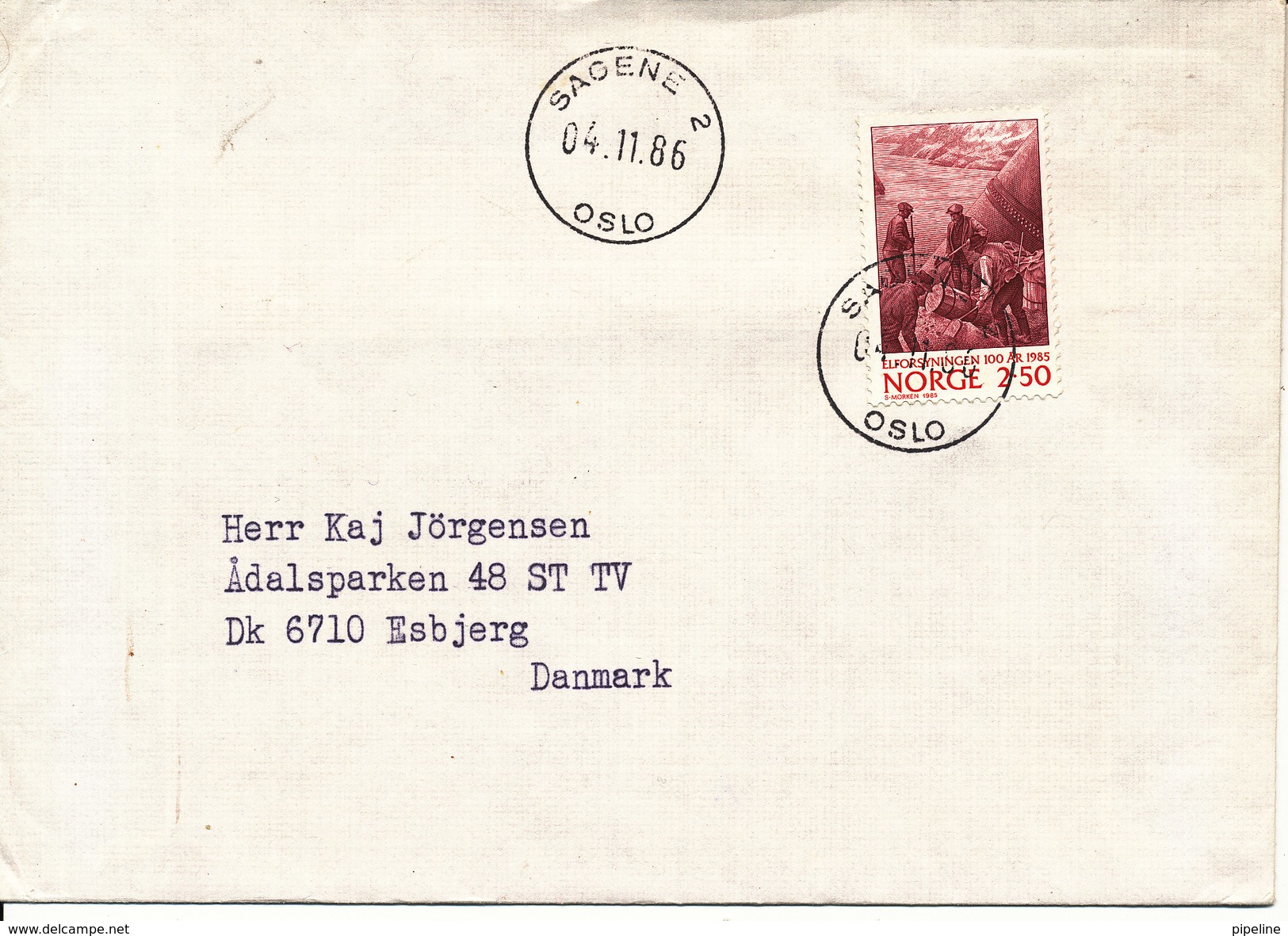 Norway Cover Sent To Denmark Sagene 4-11-1986 Single Stamp - Lettres & Documents