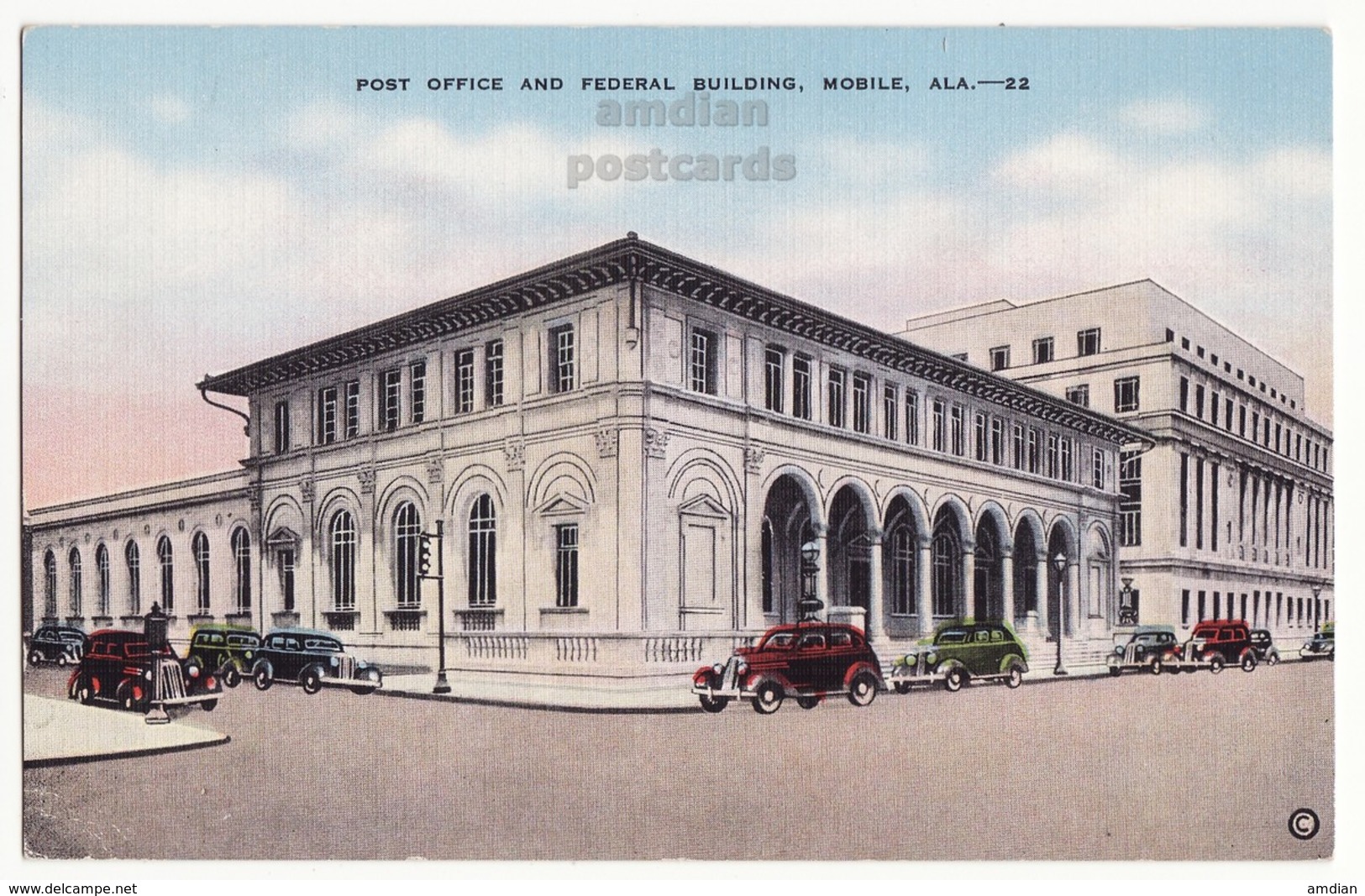 MOBILE AL - Post Office And Federal Building St Joseph St.-c1940s Vintage Linen Alabama Postcard  [6749] - Mobile