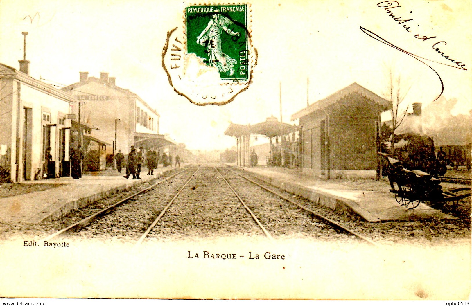 FRANCE. Carte Postale écrite. La Barque/La Gare. - Otros & Sin Clasificación