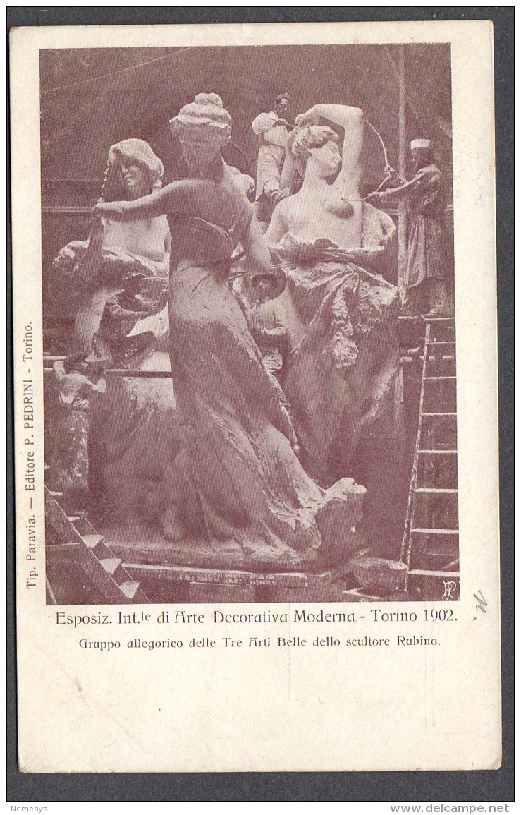 RARA TORINO ESPOSIZ. INT.LE ARTE DECORATIVA MODERNA 1902 SCULTORE RUBINO FP NV  SEE 2 SCANS - Mostre, Esposizioni