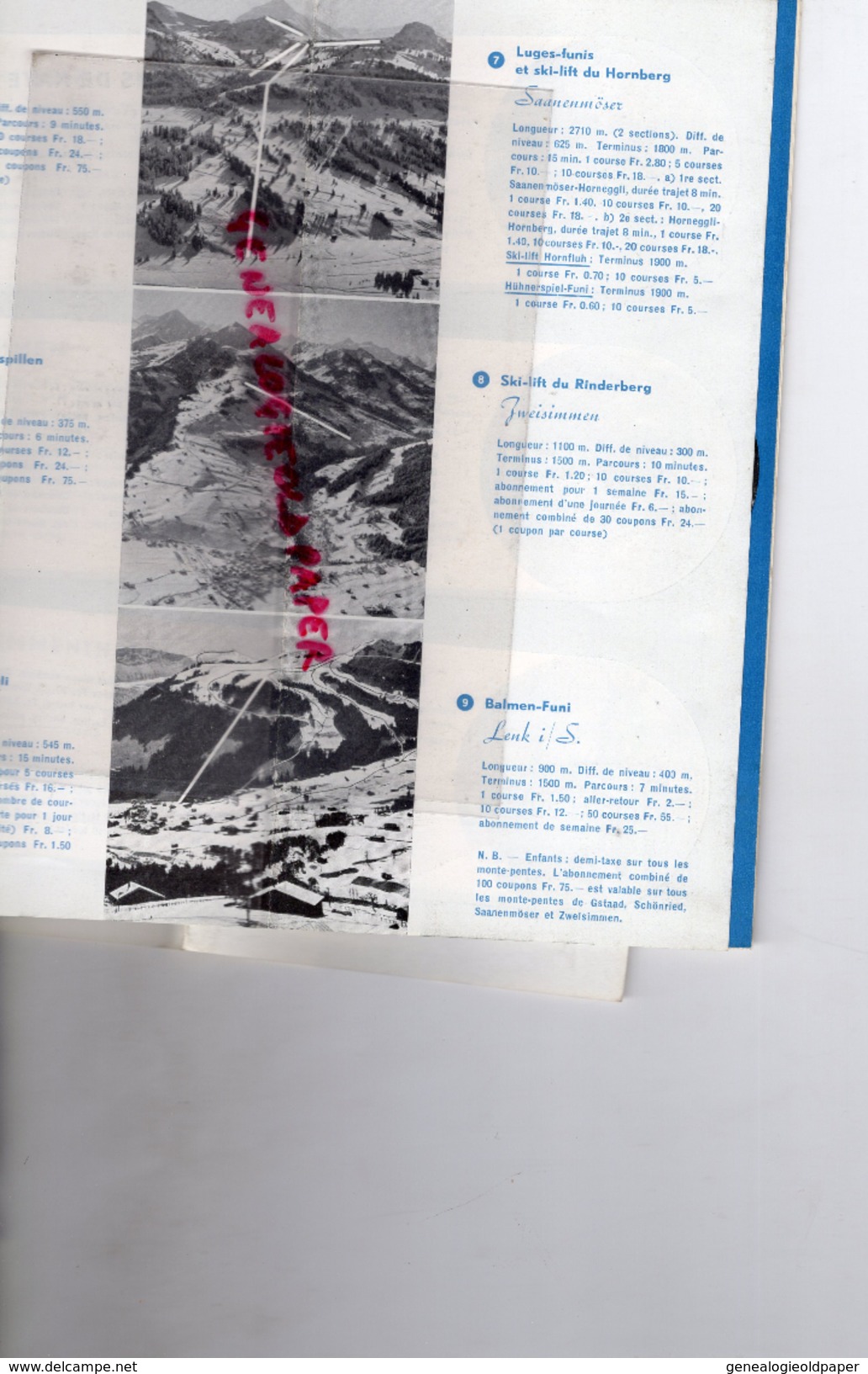 SUISSE - MONTREUX-OBERLAND BERNOIS-CHEMIN FER ROCHERS DE NAYE-1946-47-SKI- GSTAAD-ZWEISIMMEN-LENK SIMMENTHAL-BERNE