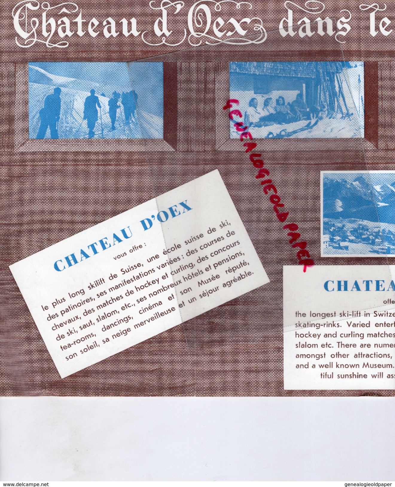 SUISSE -CHATEAU D' OEX-SKI-- BEAU DEPLIANT TOURISTIQUE ANNEES 1940 - LES MONTS CHEVREUILS-LES MOSSES-GERIGNOZ-MORTEYS - Dépliants Turistici