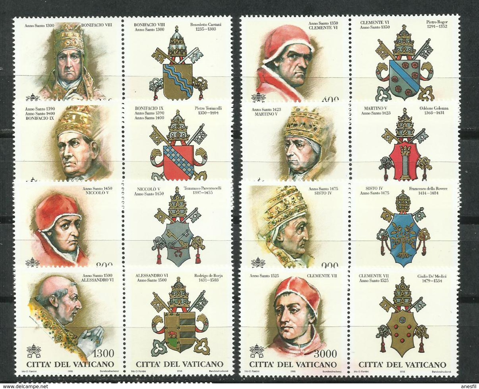 Vaticano_1998_Serie Papal. - Unused Stamps