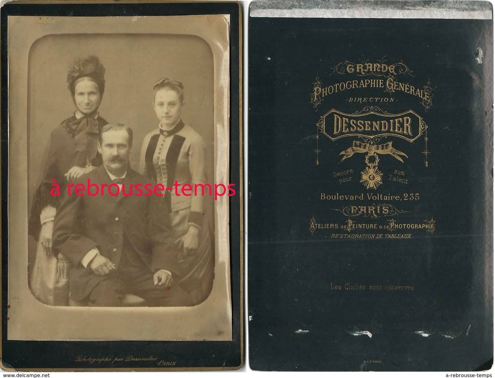 Grand CDV-(CAB) Une Famille Parisienne-mode-photographie Peinture Et Restauration De Tableaux Dessendier Paris - Anciennes (Av. 1900)