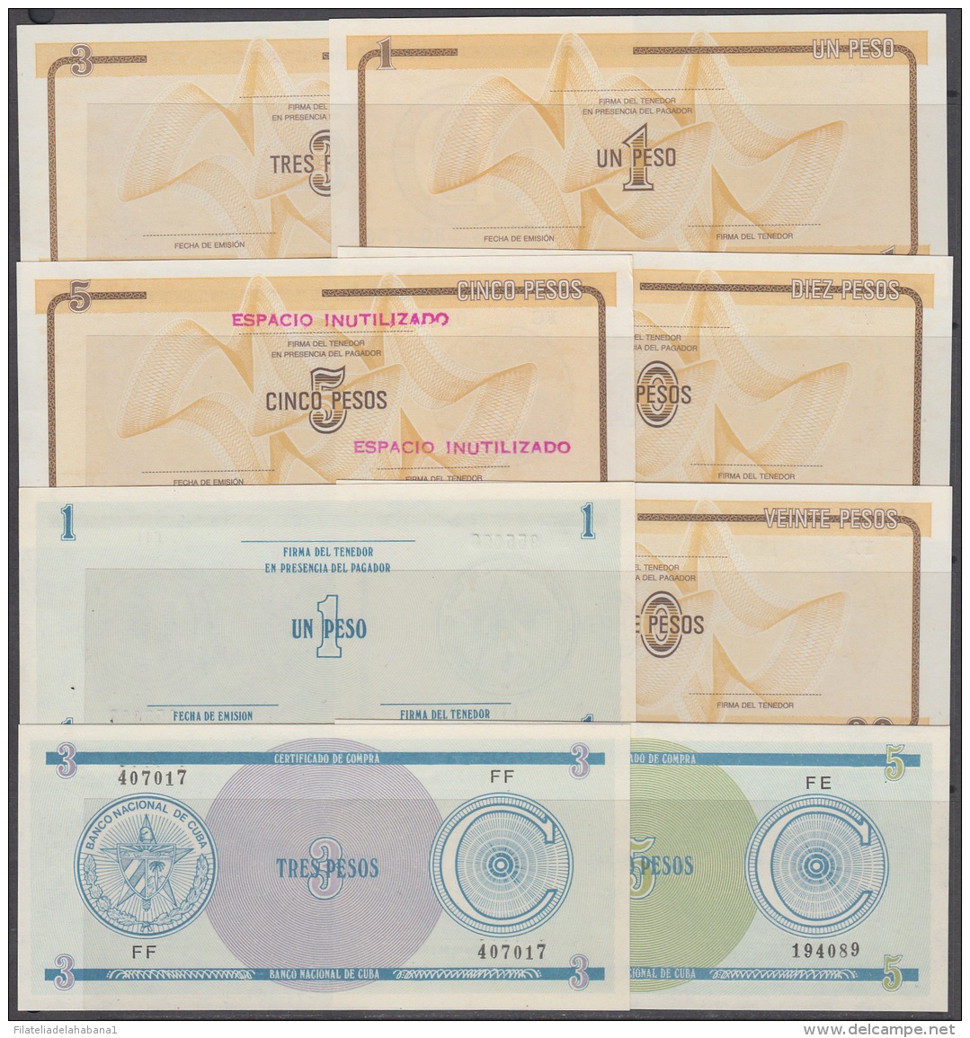 1985-BK-142 CUBA 1985. 1$-100$ CERTIFICADO DE DIVISA LOTE DE DIFERENTES SERIES. 20 BILLETES UNC. - Cuba