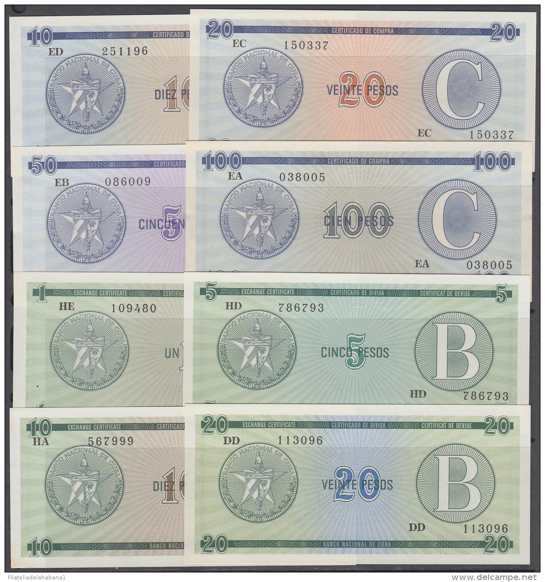 1985-BK-142 CUBA 1985. 1$-100$ CERTIFICADO DE DIVISA LOTE DE DIFERENTES SERIES. 20 BILLETES UNC. - Cuba