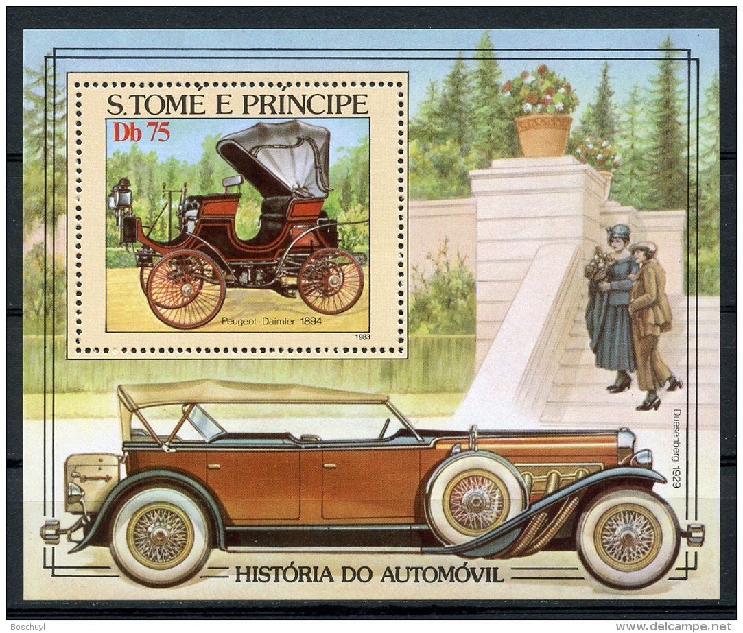 Sao Tome And Principe, 1983, Cars, Automobiles, MNH Perforated Sheet, Michel Block 137A - Sao Tome En Principe