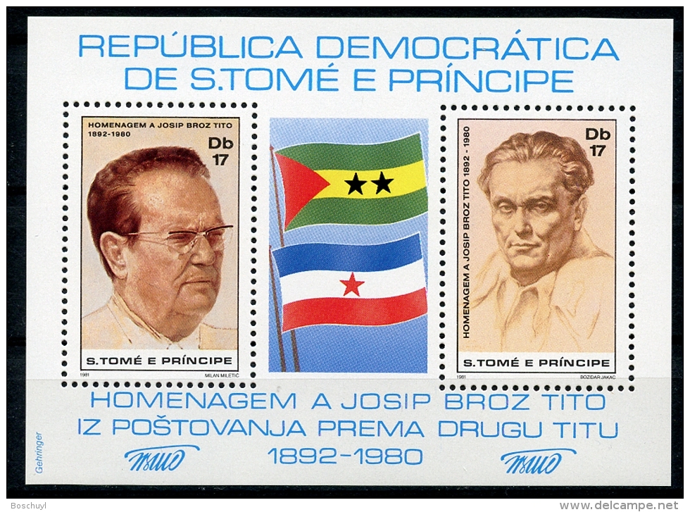 Sao Tome E Principe, 1981, Tito, Yugoslavia, MNH Perforated Sheet, Michel Block 58A - Sao Tome And Principe